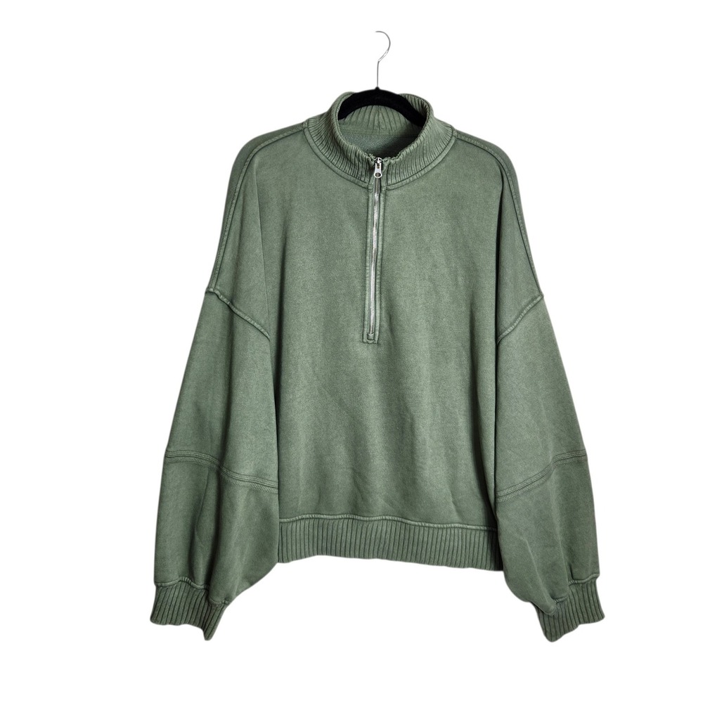Aerie Womens XXL Sage Green Oversized Quarter Zip Pullover Sweatshirt